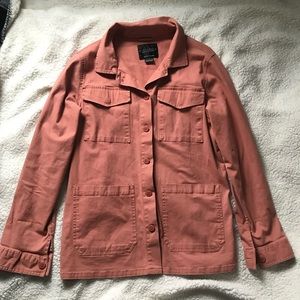 Sanctuary Terracotta Pink Twill Cotton Safari Button-Front Jacket Sz Large
